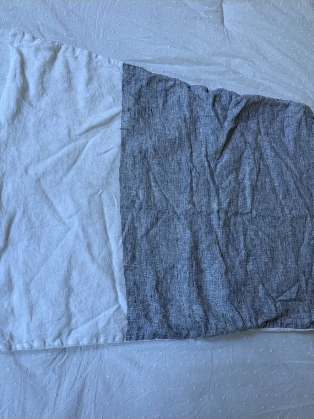 West Elm 100% Linen Gray & White Colorblock Standard Pillowcase Sham 20x26”